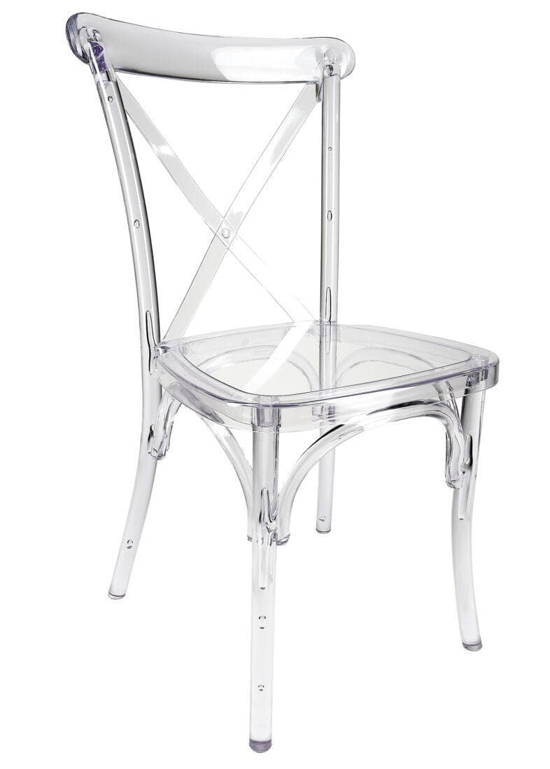 Chivari Clear Resin ProClear™ Cross Back Chair CXRCLR-ZG-T