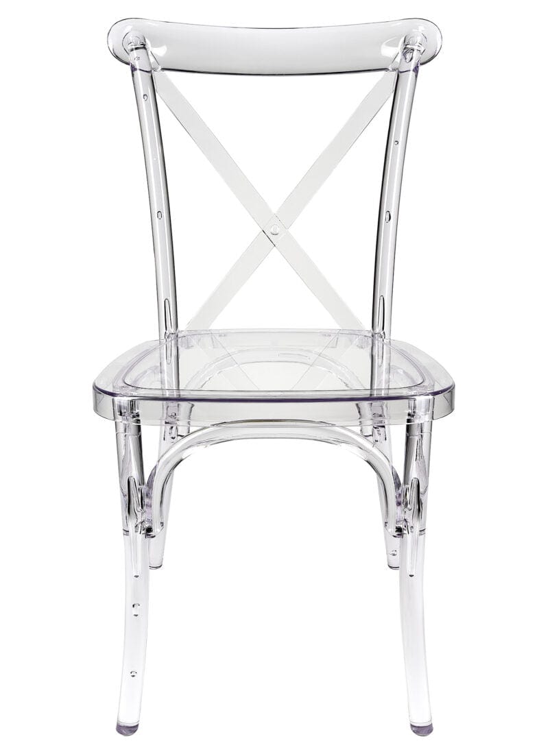 Chivari Clear Resin ProClear™ Cross Back Chair CXRCLR-ZG-T