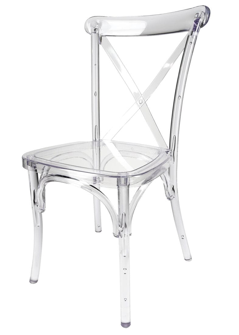 Chivari Clear Resin ProClear™ Cross Back Chair CXRCLR-ZG-T