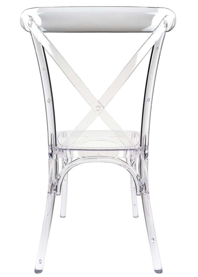 Chivari Clear Resin ProClear™ Cross Back Chair CXRCLR-ZG-T