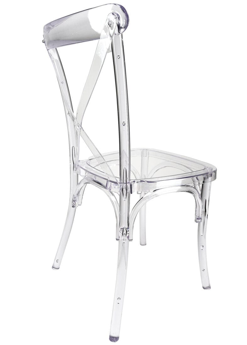Chivari Clear Resin ProClear™ Cross Back Chair CXRCLR-ZG-T