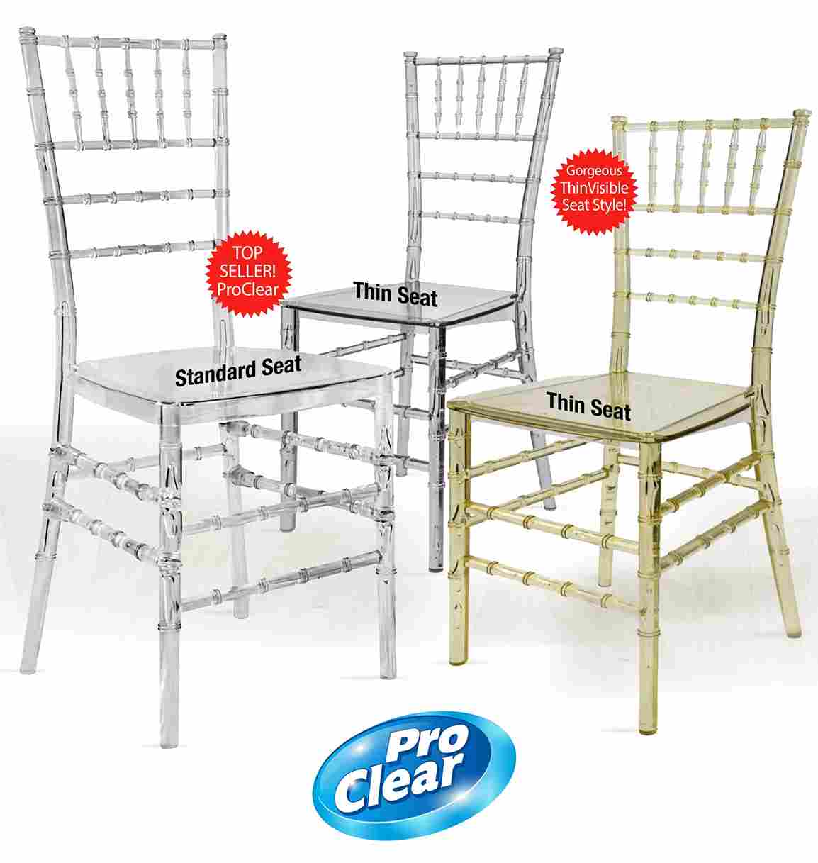 Chivari Clear Resin Pro-Clear Chiavari Chair 4 Chair Bundle Some Assembly Required CCRC-U-ZG-T-4