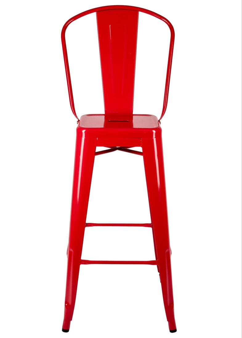Chivari Red Hi Gloss Tolix Style Metal Barstool with Back BTBMR-AX-T
