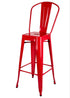 Chivari Scratch and Dent Red Hi Gloss Tolix Style Metal Barstool with Back BTBMR-AX-T-SD