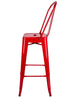 Chivari Scratch and Dent Red Hi Gloss Tolix Style Metal Barstool with Back BTBMR-AX-T-SD