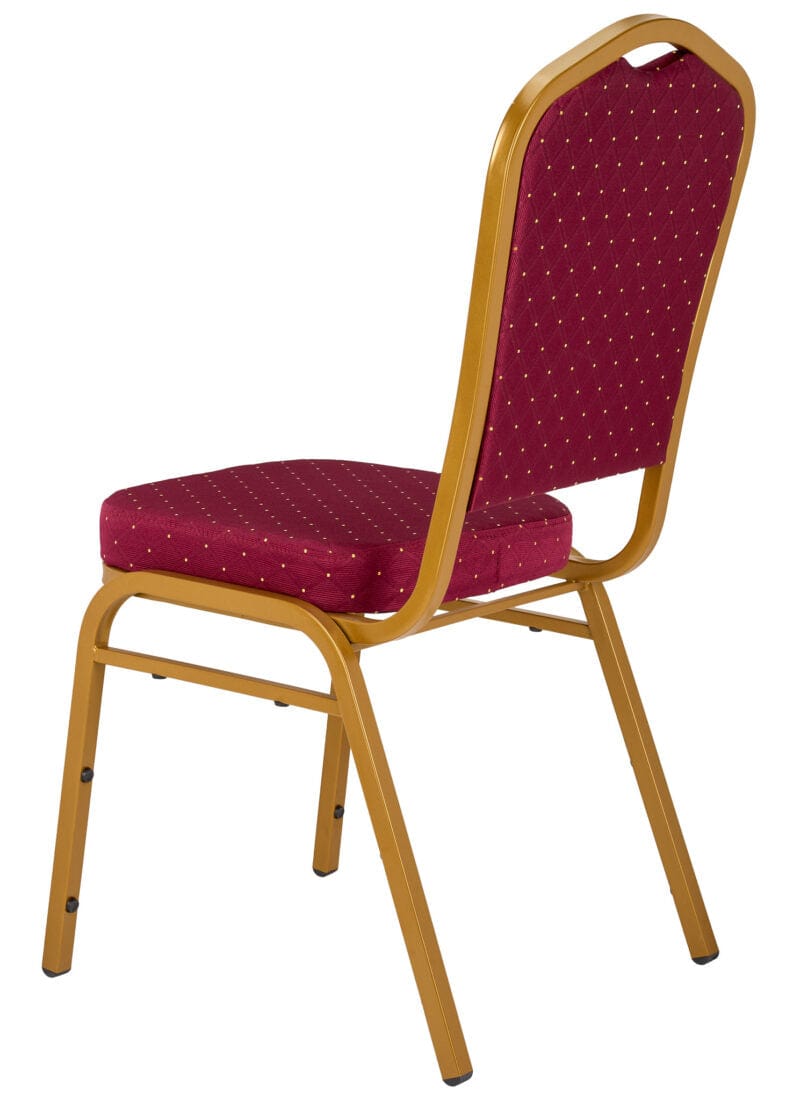 Chivari Red Fabric with Gold Dots on Gold Frame Crown Banquet Chair CQCFRD-ZF-T