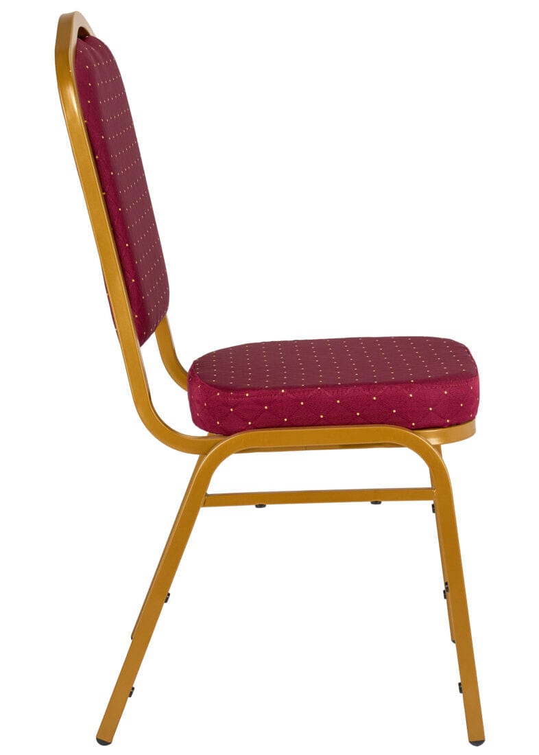 Chivari Red Fabric with Gold Dots on Gold Frame Crown Banquet Chair CQCFRD-ZF-T