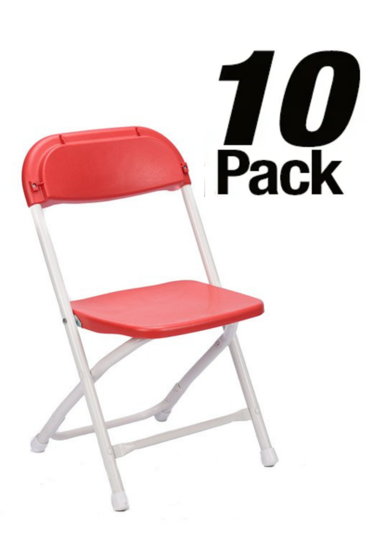 10 Pack Red Poly Steel Children's Folding Chair by Chivari CFPR-KID-AX-T-10