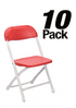 10 Pack Red Poly Steel Children's Folding Chair by Chivari CFPR-KID-AX-T-10