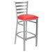 Chivari Ladder Back Bar Stool with Silver Frame and Red Vinyl Seat BLMSVR-ZF-KT