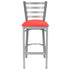Chivari Ladder Back Bar Stool with Silver Frame and Red Vinyl Seat BLMSVR-ZF-KT