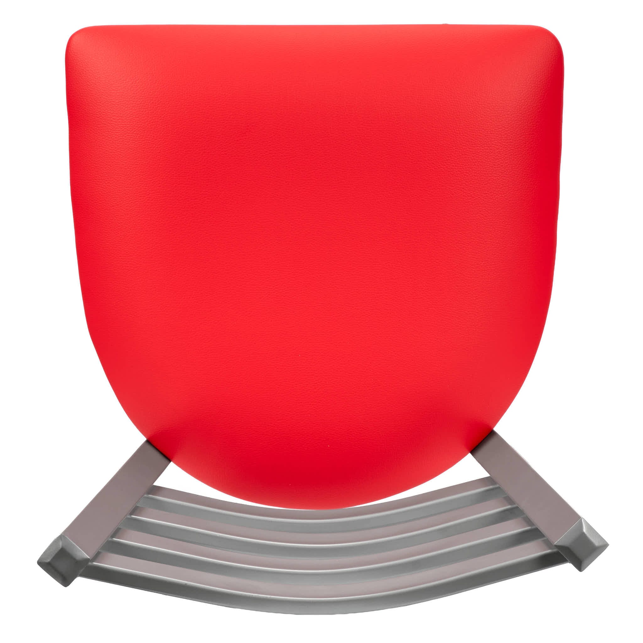 Chivari Ladder Back Bar Stool with Silver Frame and Red Vinyl Seat BLMSVR-ZF-KT