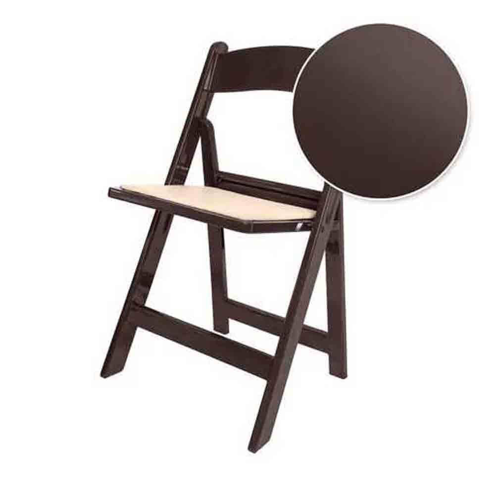Chivari Fruitwood Resin Folding Chair with Tan Cushion CFRF-TAN-AX-T