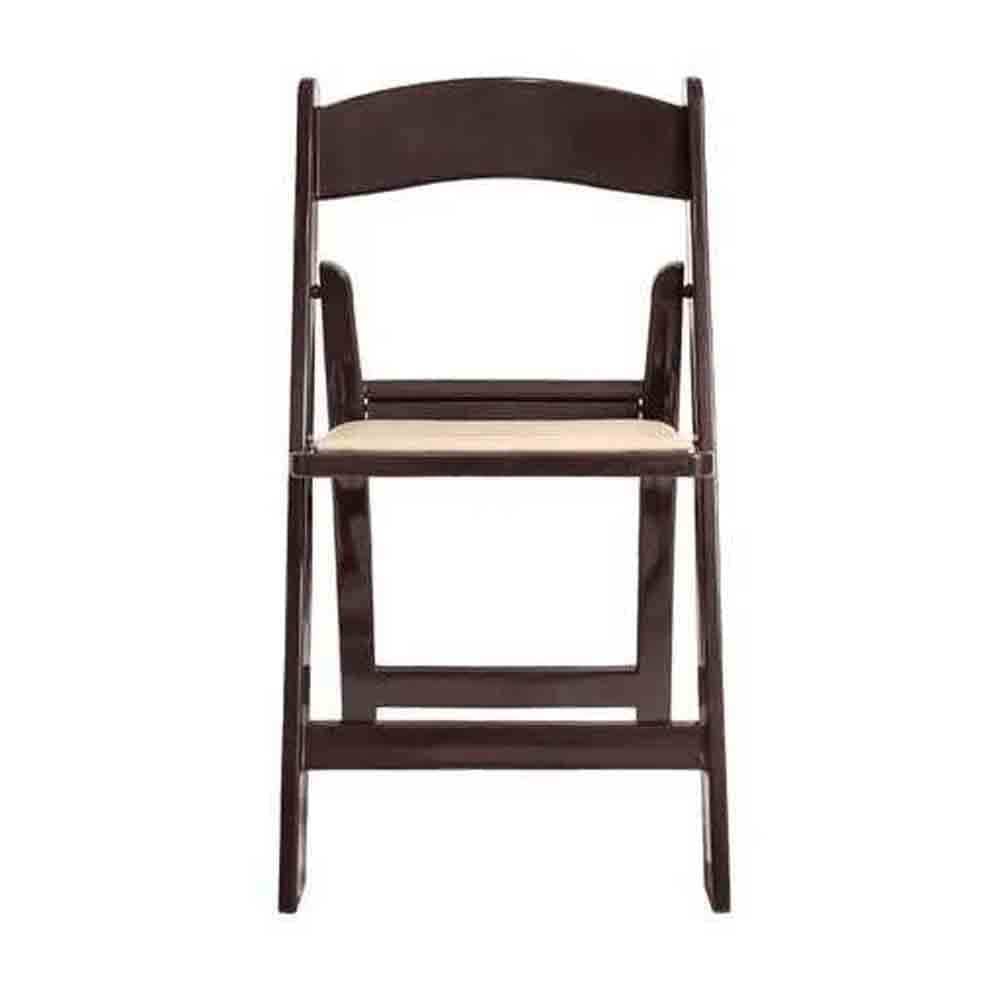 Chivari Fruitwood Resin Folding Chair with Tan Cushion CFRF-TAN-AX-T
