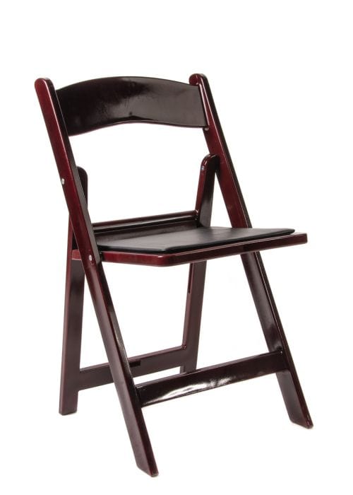 Chivari Mahogany WoodGrain™ Resin Steel Skeleton™ Folding Chair with Black Seat CFRM-ST-A