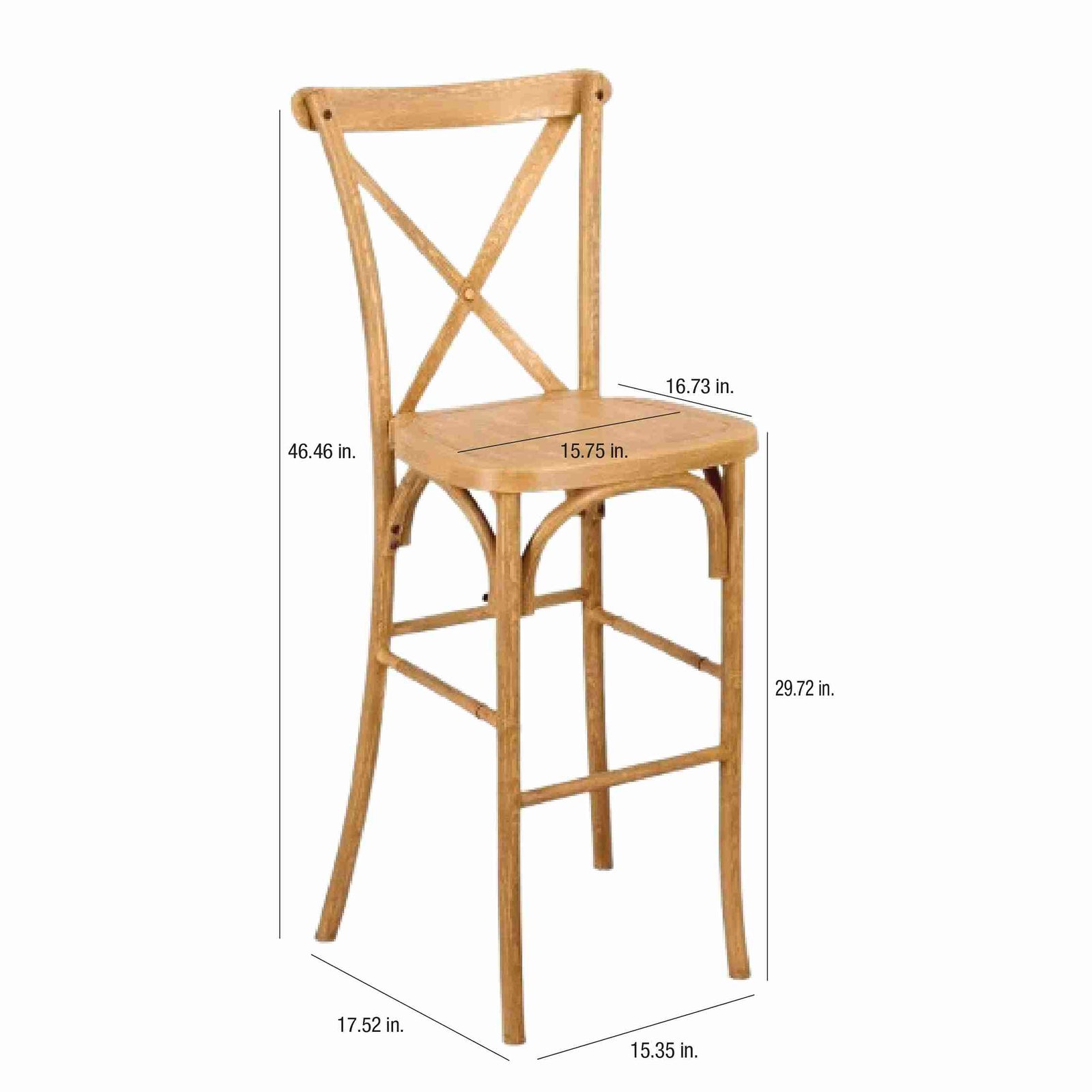 Chivari Chestnut Resin Steel Skeleton™ Cross Back Barstool - 2 Pack - Some Assembly Required BXRC-KD-ST-AX-2