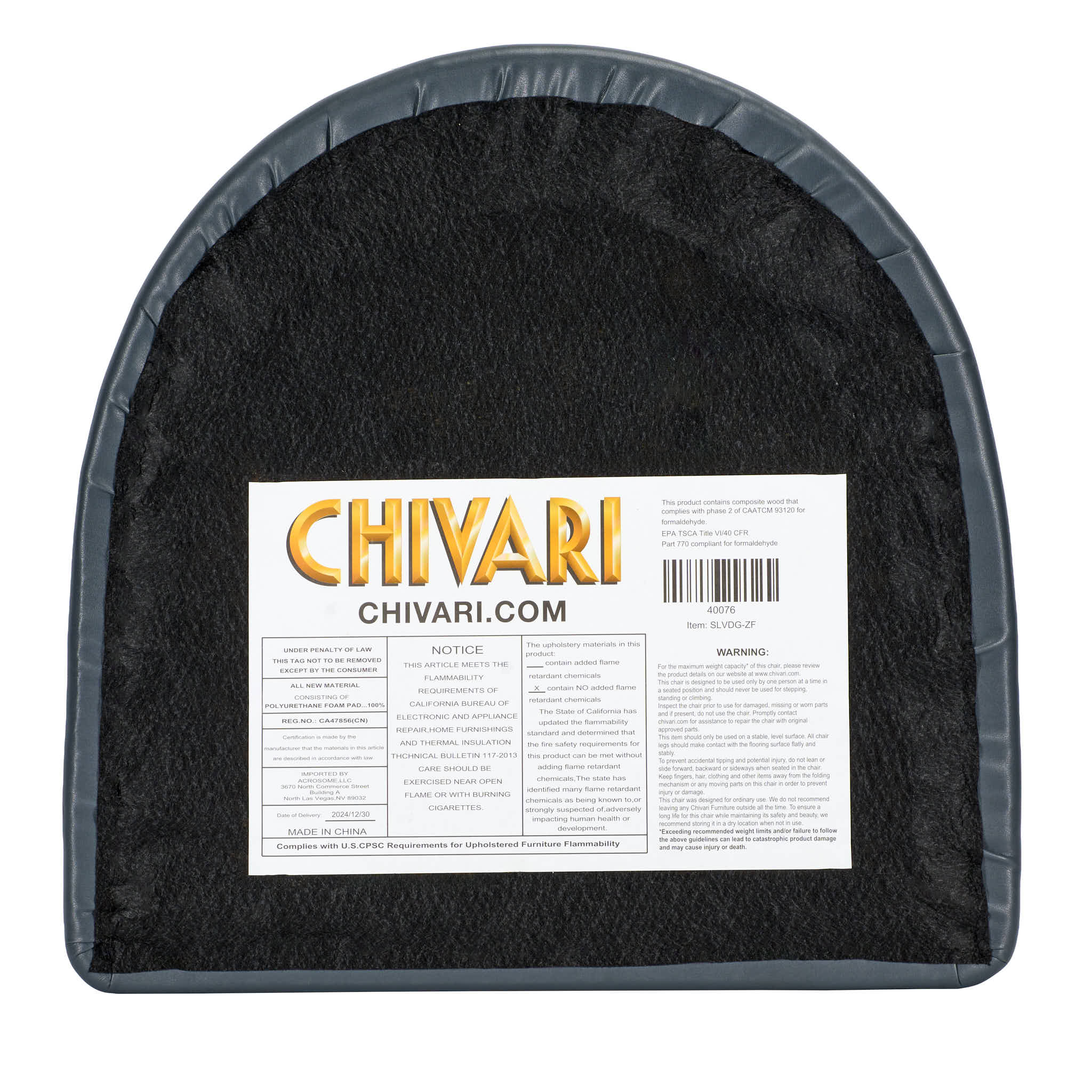 Chivari Replacement Dark Gray Vinyl Chair Seat for Metal Restaurant Ladder Back Chairs SLVDG-ZF