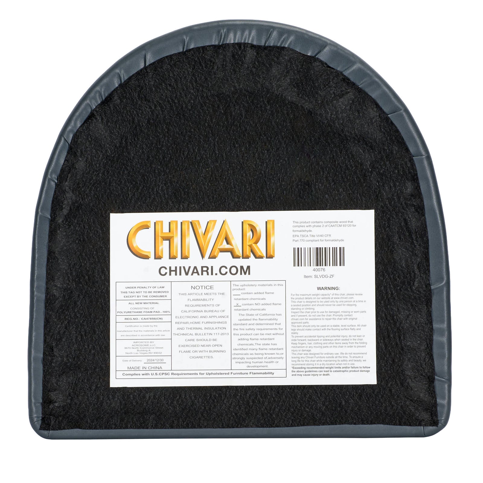 Chivari Replacement Dark Gray Vinyl Chair Seat for Metal Restaurant Ladder Back Chairs SLVDG-ZF