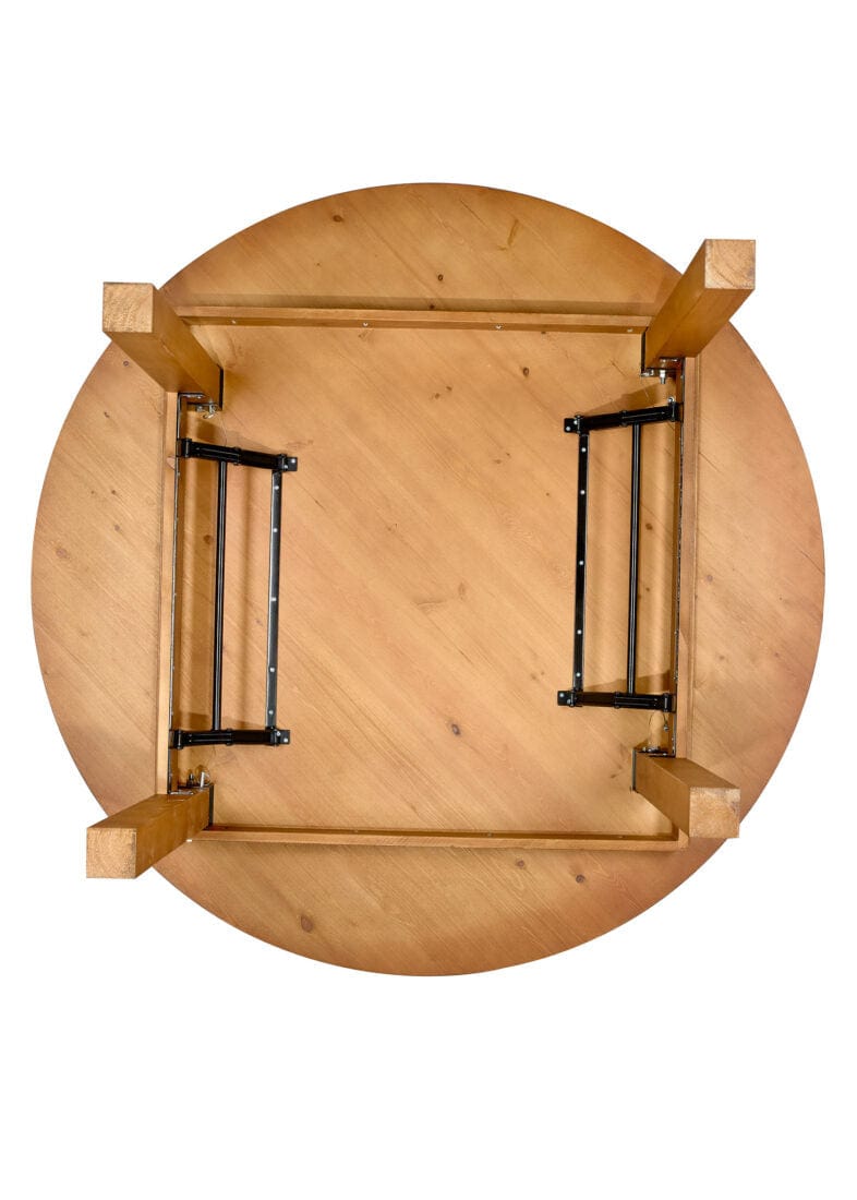 Chivari 60" (5 Foot) Chestnut Round Farm Table TFARMRD60-CHESTNUT-S-LEG-AX-T