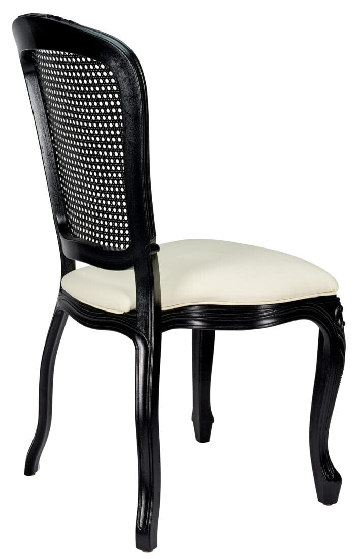 Chivari Black Resin Royal Chair with Ivory Vinyl Seat and Black Rattan Back Similar to Louis Pop Style - Monstserrat CRRBIR-ZG-T