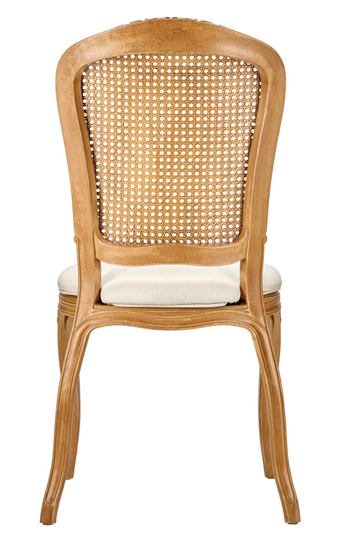 Chivari Natural Resin Royal Chair with Ivory Fabric Seat and Natural Rattan Back Similar to Louis Pop Style - Ranier CRRNINR-ZG-T