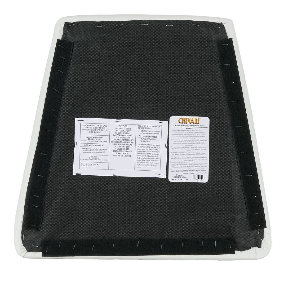 Chivari White Vinyl Panel Back Cushion for Horn Chair SHVWH-ZG-T