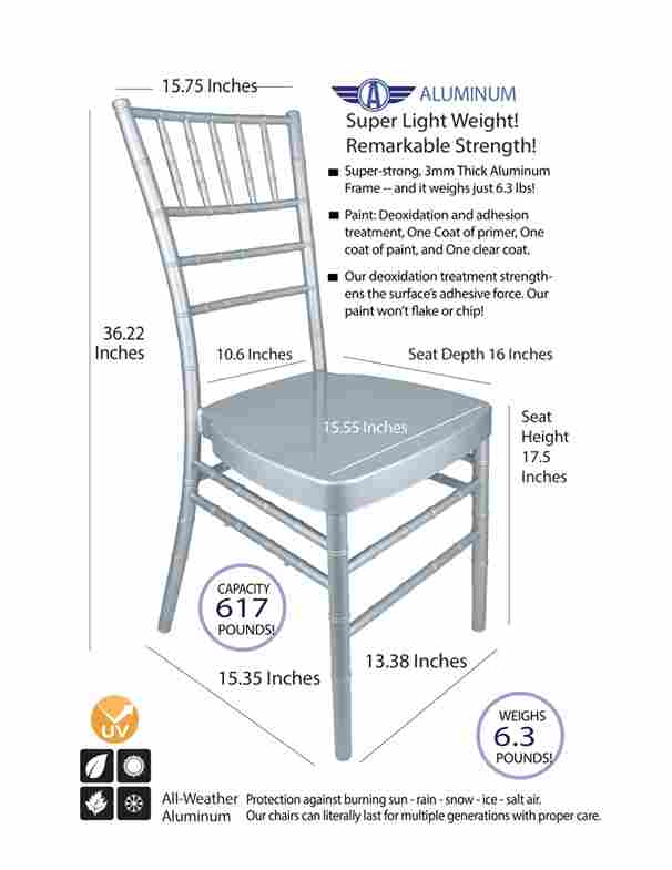 Chivari Silver Aluminum Chiavari Chair CCAS-AX-T