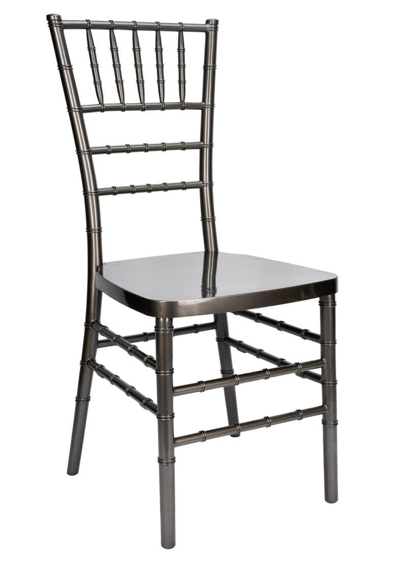 Chivari Metallic Silver Onyx Resin Steel Skeleton™ Chiavari Chair CCRMG-STEEL-AX-T