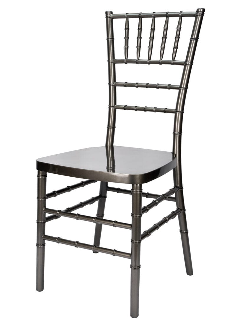 Chivari Metallic Silver Onyx Resin Steel Skeleton™ Chiavari Chair CCRMG-STEEL-AX-T