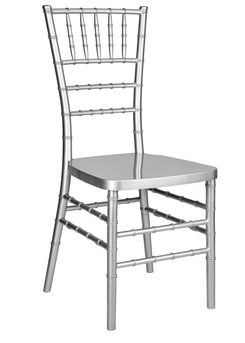 Chivari Silver Resin Steel Skeleton™ Chiavari Chair- 4 Pack - Some Assembly Required CCRS-U4-STEEL-AX-T-4