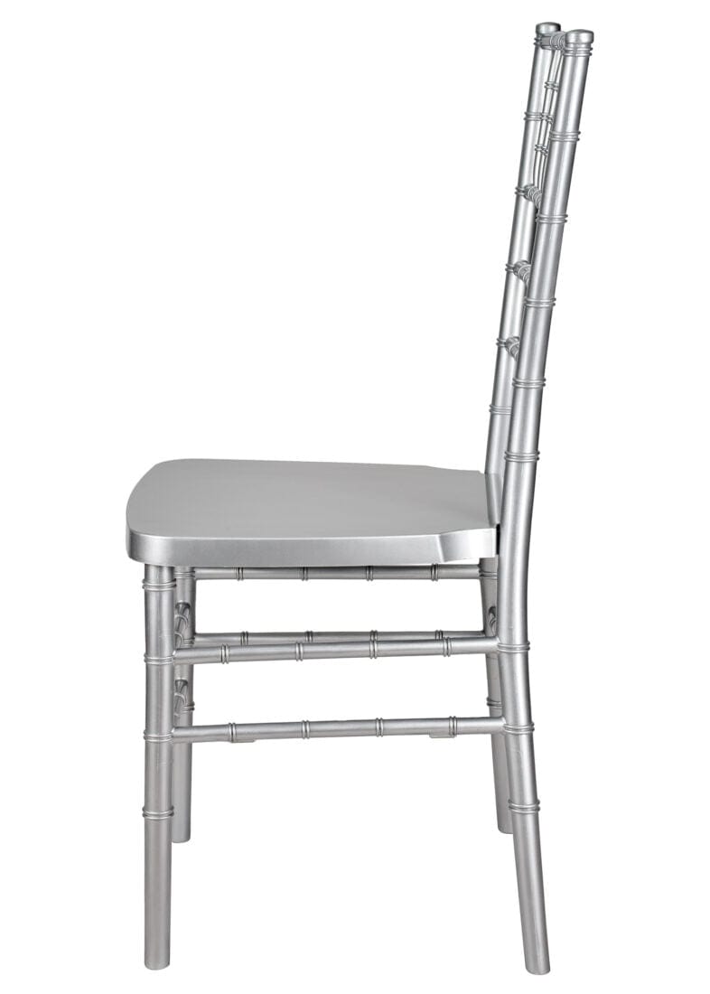 Chivari Silver Resin Steel Skeleton™ Chiavari Chair- 4 Pack - Some Assembly Required CCRS-U4-STEEL-AX-T-4