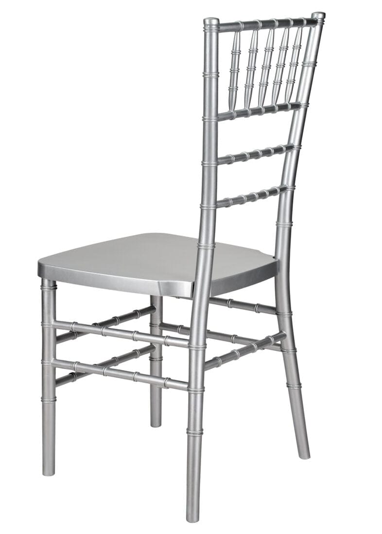 Chivari Silver Resin Steel Skeleton™ Chiavari Chair- 4 Pack - Some Assembly Required CCRS-U4-STEEL-AX-T-4