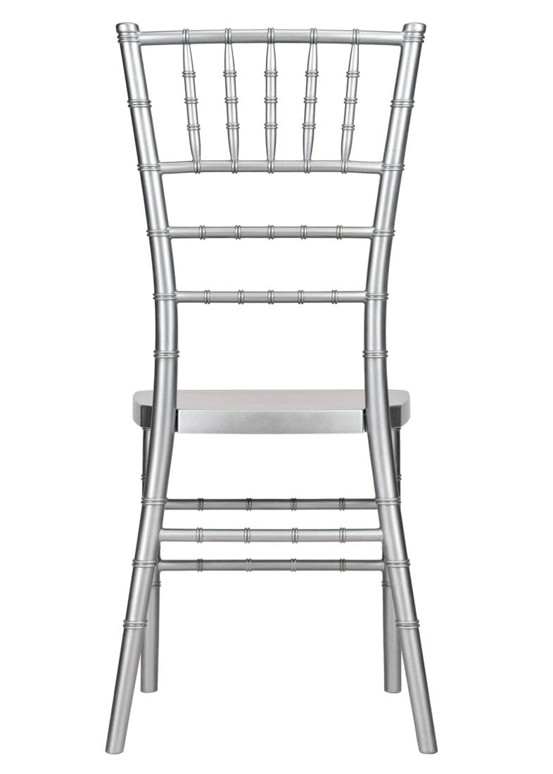 Chivari Silver Resin Steel Skeleton™ Chiavari Chair- 4 Pack - Some Assembly Required CCRS-U4-STEEL-AX-T-4