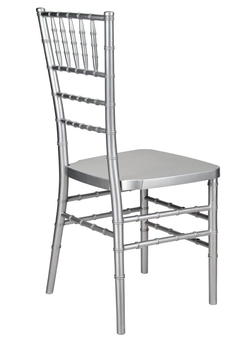 Chivari Silver Resin Steel Skeleton™ Chiavari Chair- 4 Pack - Some Assembly Required CCRS-U4-STEEL-AX-T-4