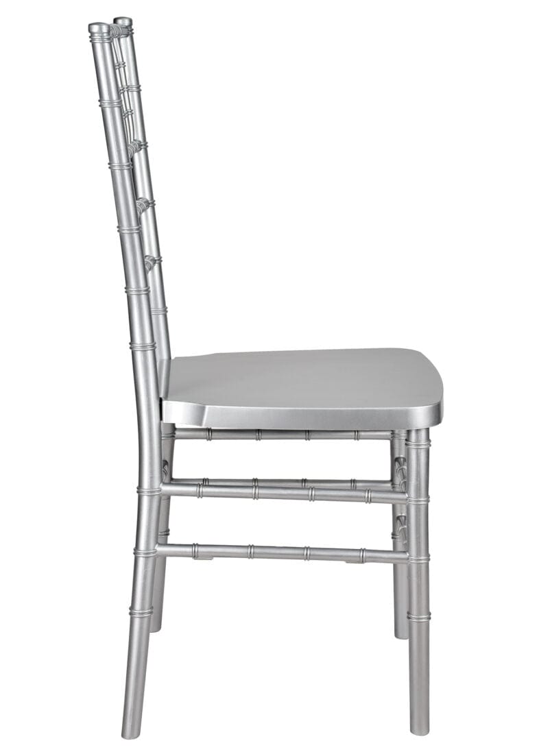 Chivari Silver Resin Steel Skeleton™ Chiavari Chair- 4 Pack - Some Assembly Required CCRS-U4-STEEL-AX-T-4