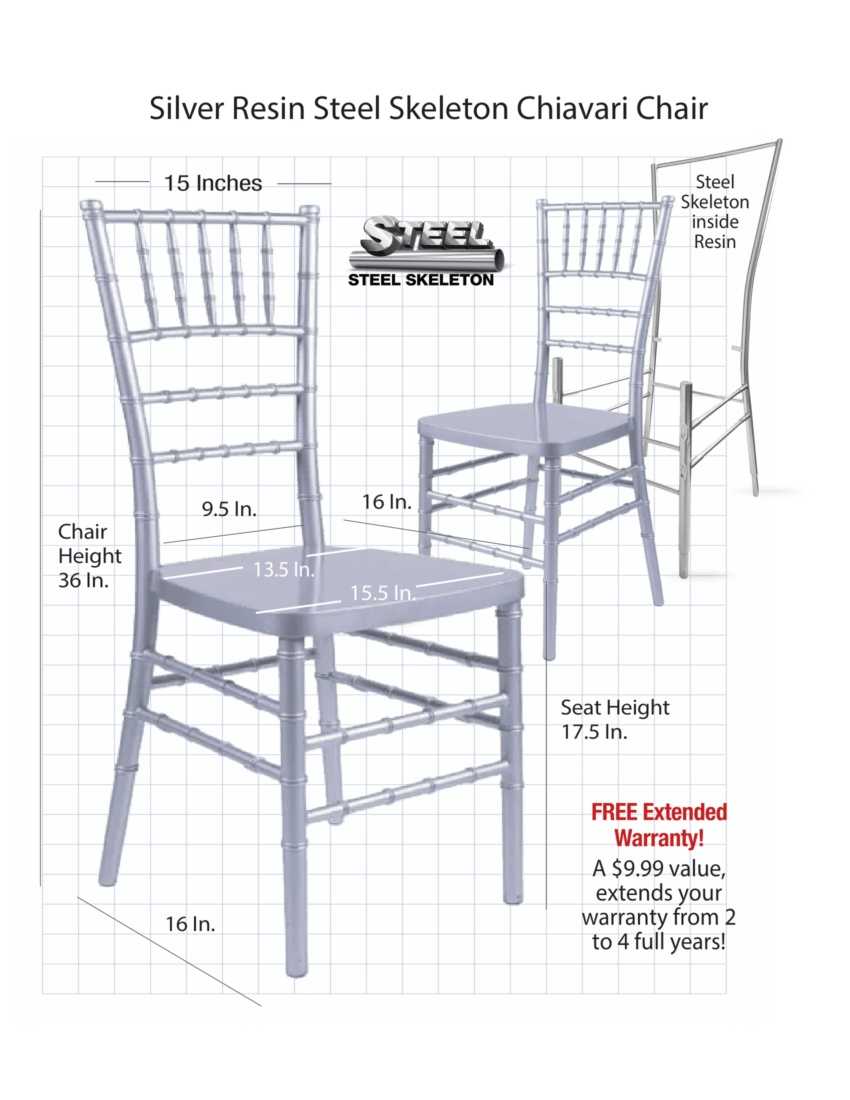Chivari 100 Person Luxury Event Package:  Includes 100 Silver Resin Steel Skeleton™ Chiavari Chairs Plus 10 Round 72