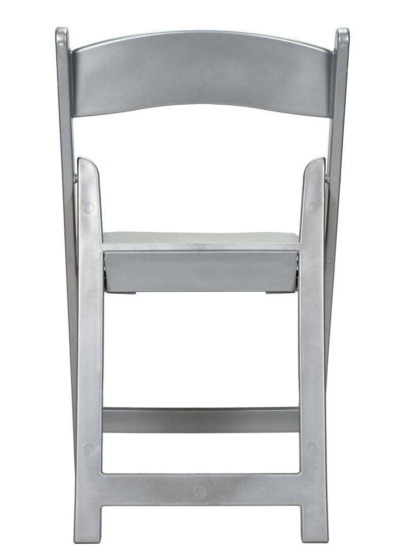 Chivari Silver with Silver Vinyl Cushion Resin Folding Chair by Chivari CFRS-AX-T