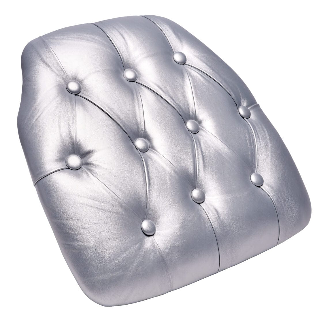 Chivari Silver 1.75" Thick Vinyl Tufted Panel Chiavari Chair Cushion CUSHPANVINTUFTSLV-AX-T