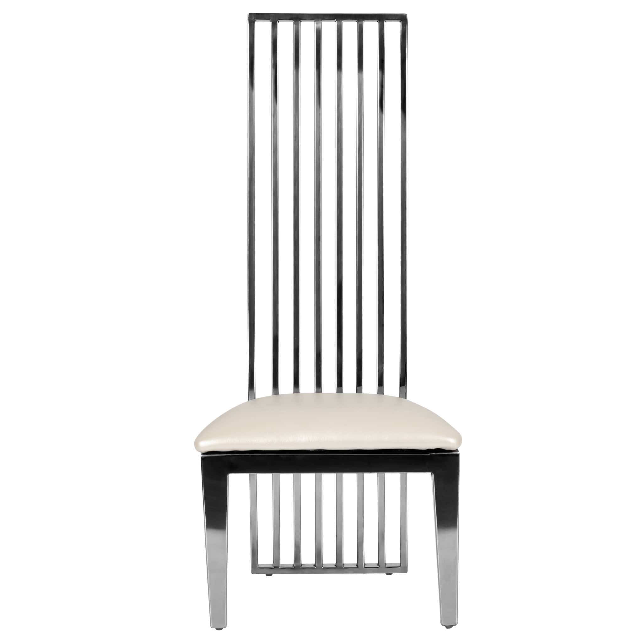 Chivari Kids Silver Frame High Back Stainless Steel Chair with White Vinyl Cushion CHBSSS-KID-AX-T