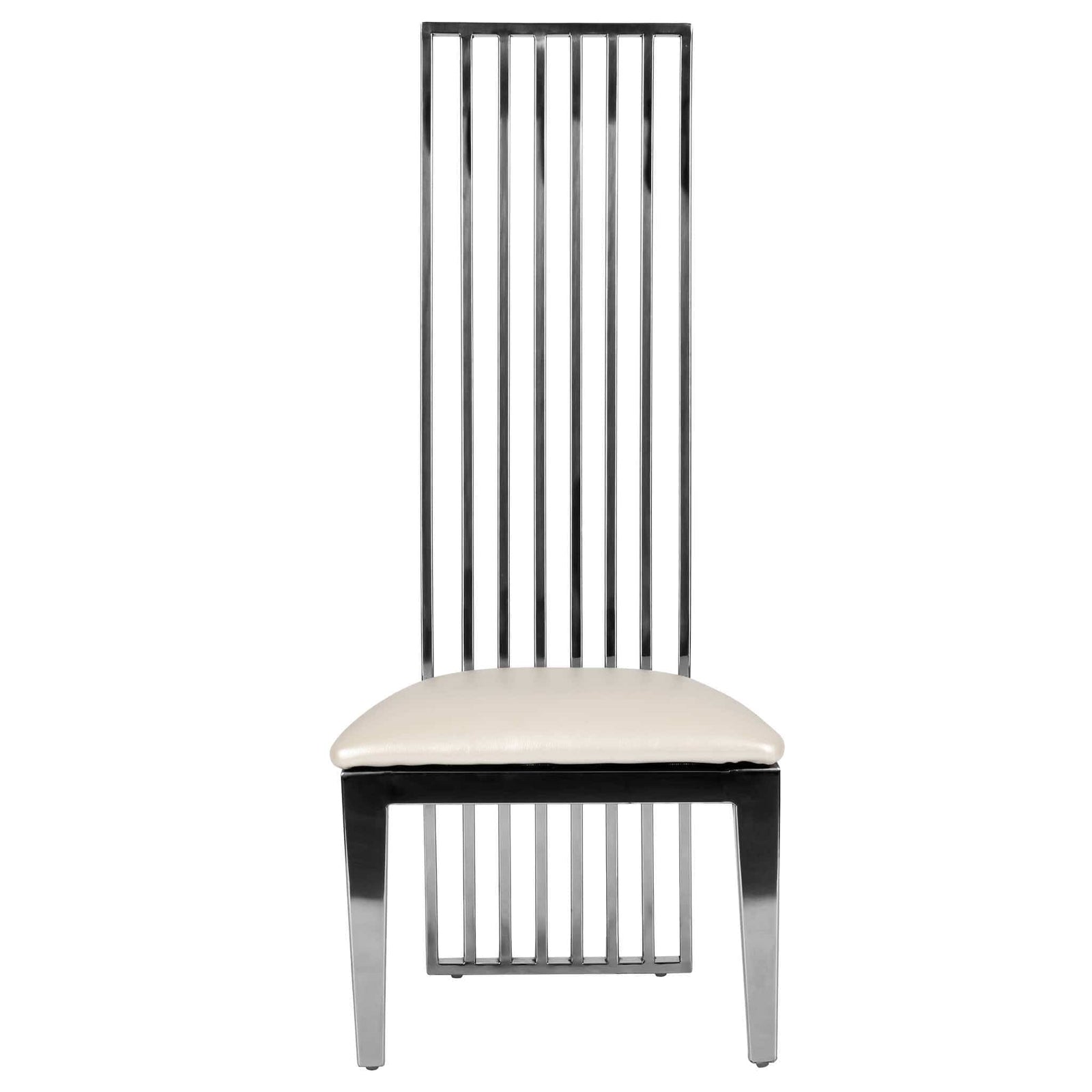 Chivari Kids Silver Frame High Back Stainless Steel Chair with White Vinyl Cushion CHBSSS-KID-AX-T