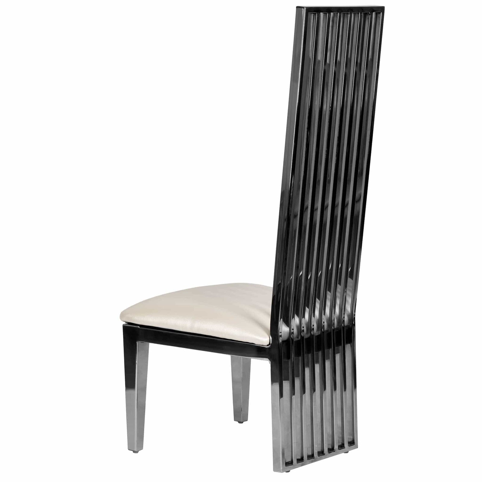 Chivari Kids Silver Frame High Back Stainless Steel Chair with White Vinyl Cushion CHBSSS-KID-AX-T