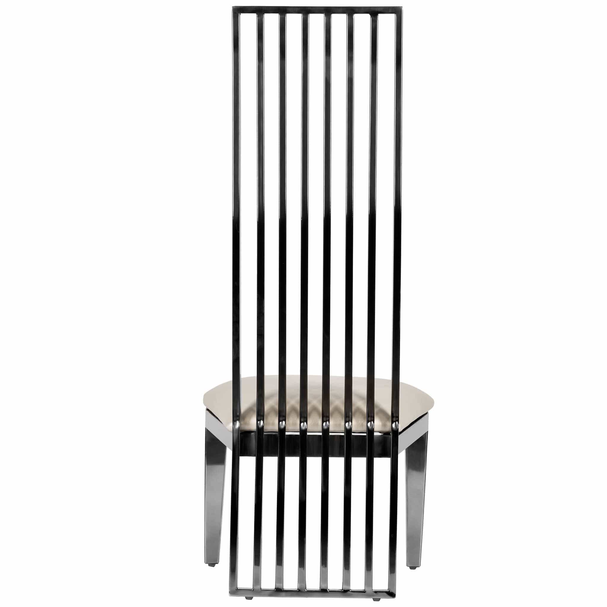 Chivari Kids Silver Frame High Back Stainless Steel Chair with White Vinyl Cushion CHBSSS-KID-AX-T