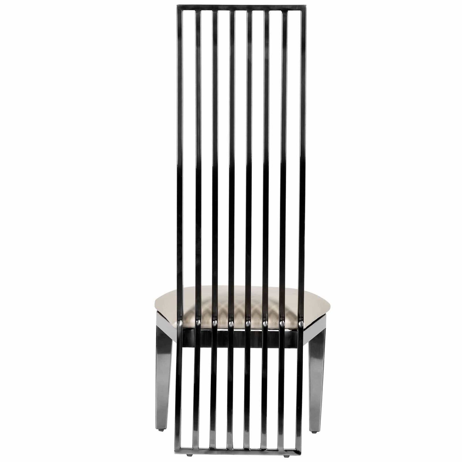 Chivari Kids Silver Frame High Back Stainless Steel Chair with White Vinyl Cushion CHBSSS-KID-AX-T