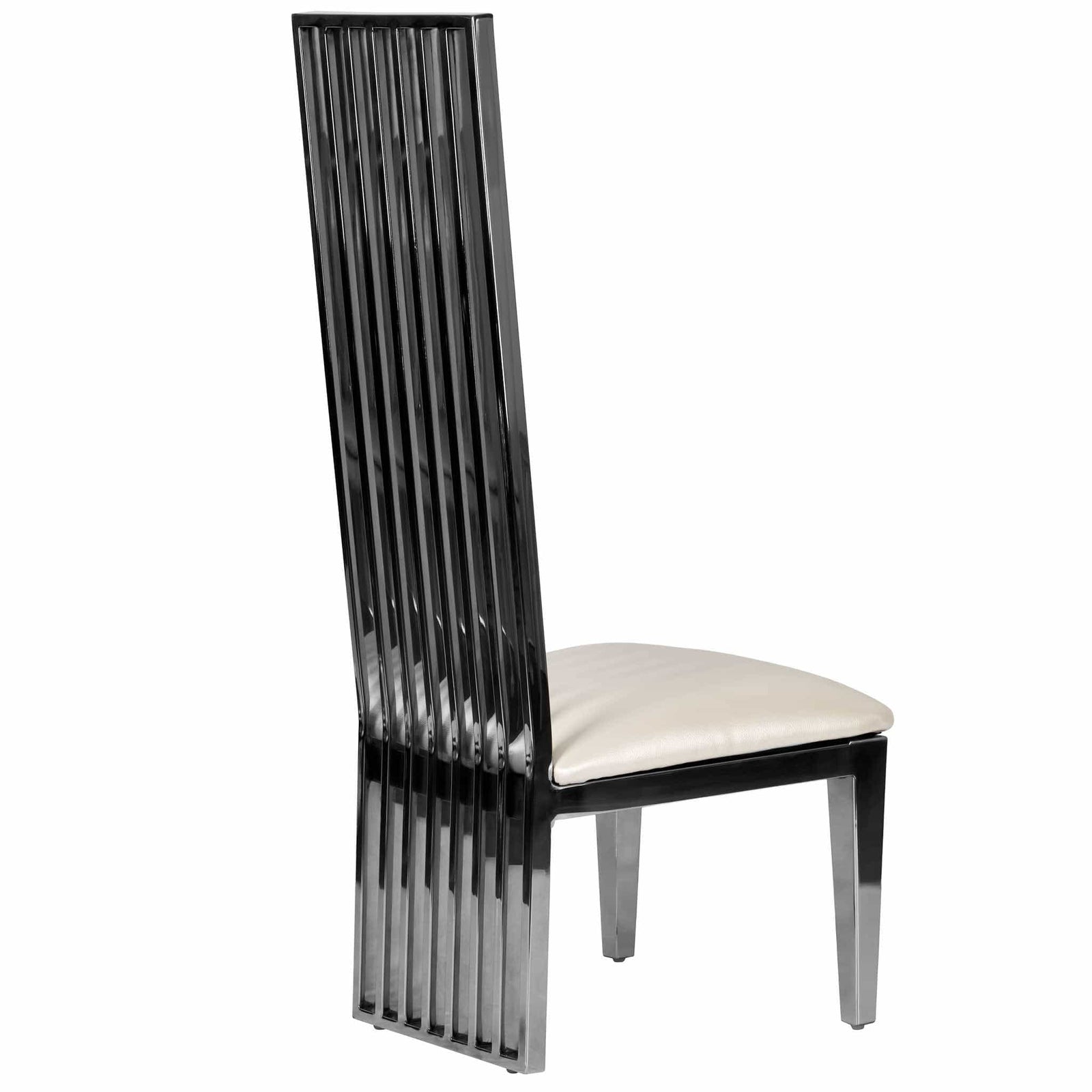 Chivari Kids Silver Frame High Back Stainless Steel Chair with White Vinyl Cushion CHBSSS-KID-AX-T
