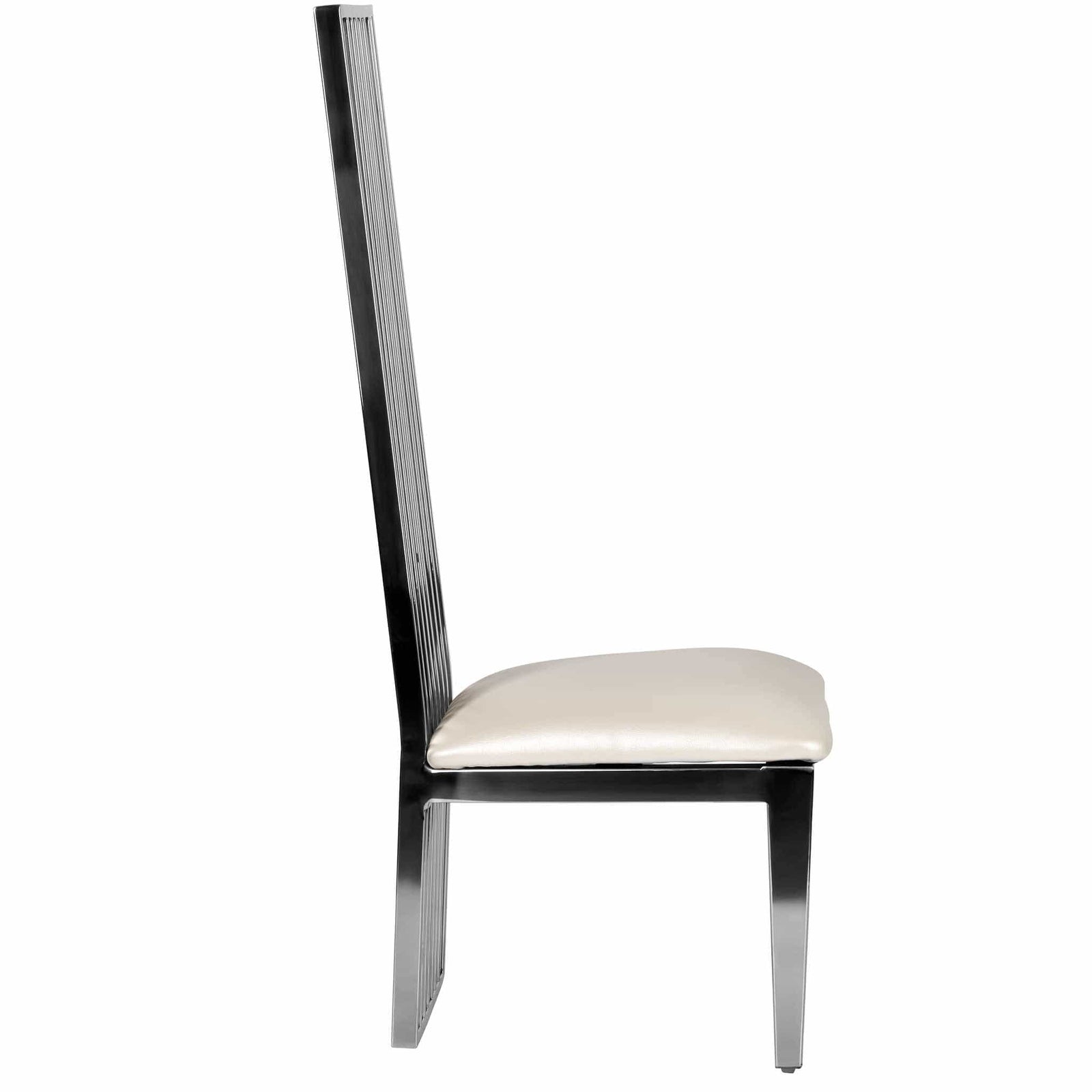 Chivari Kids Silver Frame High Back Stainless Steel Chair with White Vinyl Cushion CHBSSS-KID-AX-T