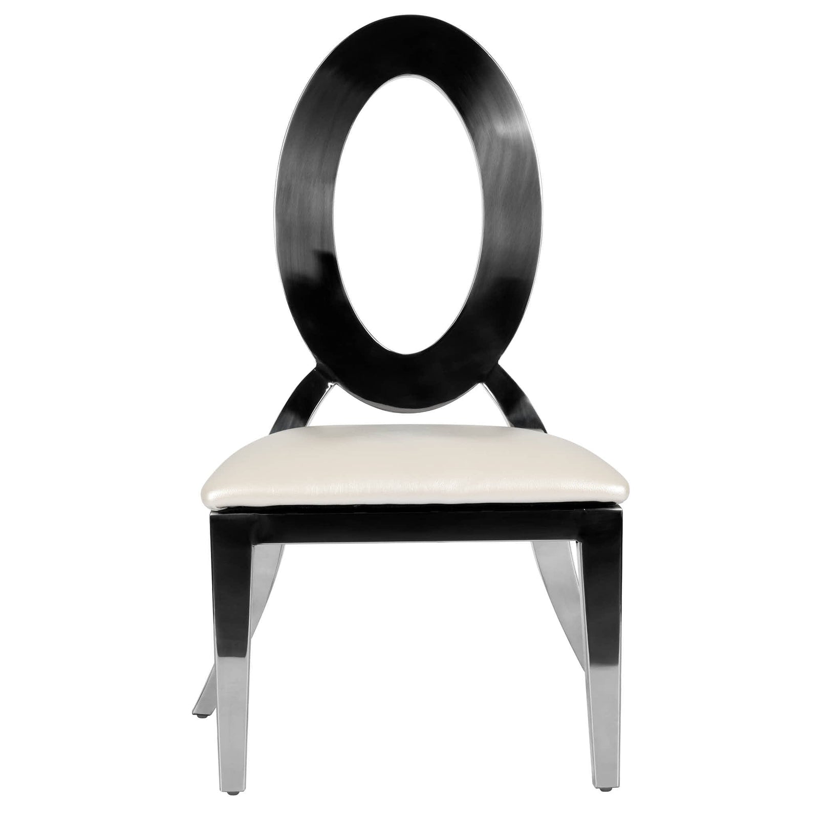 Chivari Kids Silver Frame Stainless Steel O Chair with White Vinyl Cushion COSSS-KID-AX-T