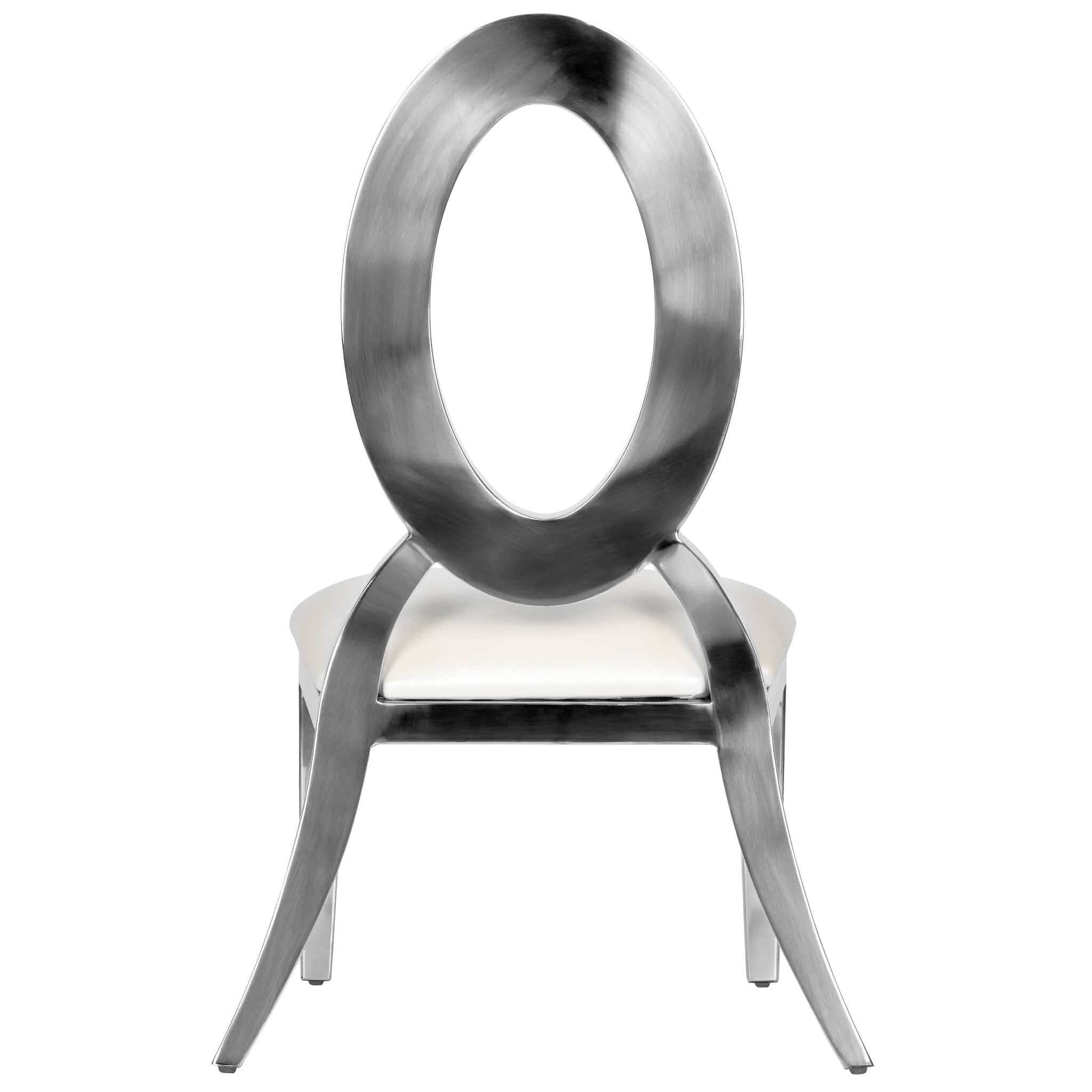 Chivari Kids Silver Frame Stainless Steel O Chair with White Vinyl Cushion COSSS-KID-AX-T