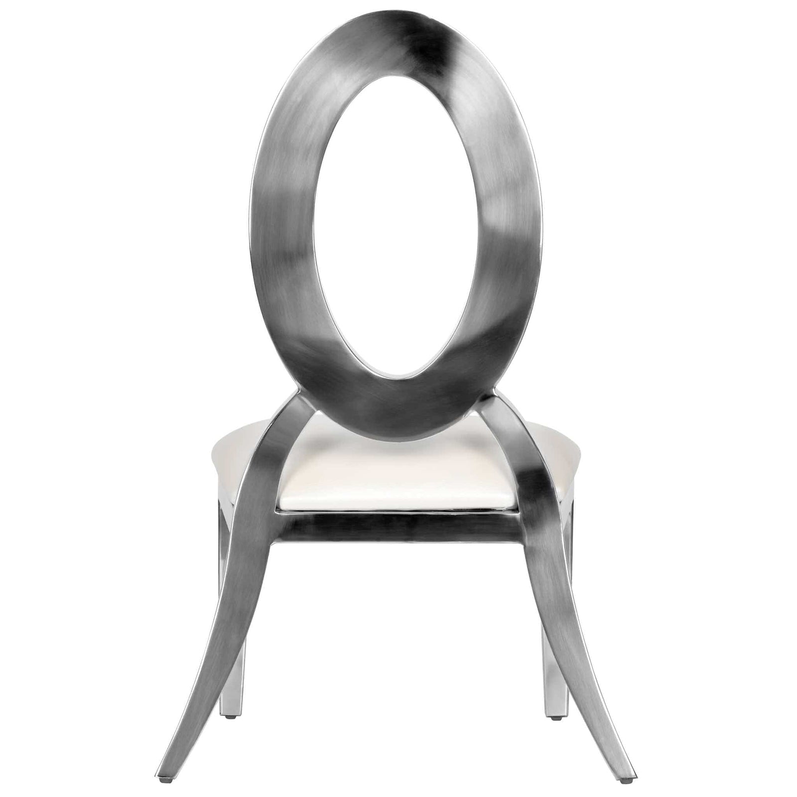 Chivari Kids Silver Frame Stainless Steel O Chair with White Vinyl Cushion COSSS-KID-AX-T