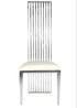 Chivari Silver Stainless Steel High Back Chair, Silver Frame, White Vinyl Seat CHBSSS-AX-T