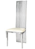 Chivari Silver Stainless Steel High Back Chair, Silver Frame, White Vinyl Seat CHBSSS-AX-T